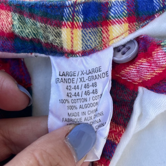 Vintage The Disney Catalog womens pajama set shorts long sleeve L/XL Plaid - Picture 5 of 5